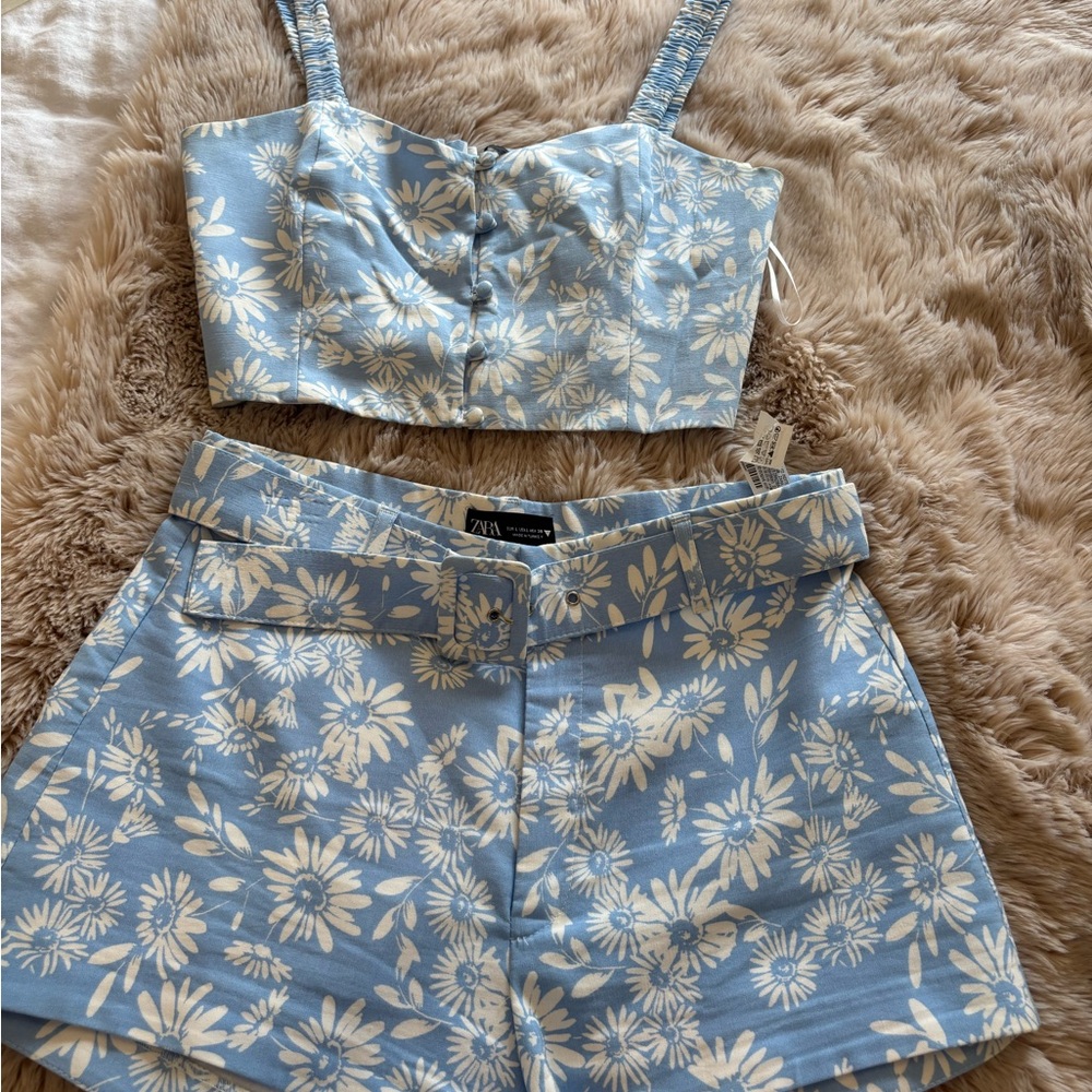 Zara Light Blue Floral Set